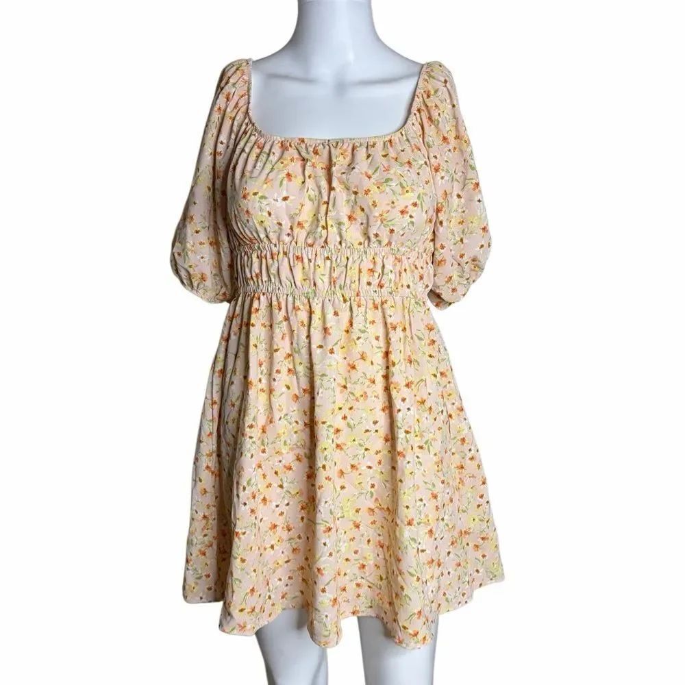 Altar'd State Floral Puff SleeveâDress Size Medium